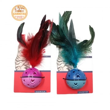 Juguete para gato de pelota y pluma