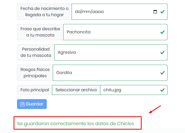 Confirmación Mascota